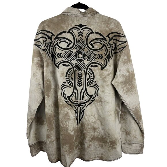 Roar Classic Western-Style Shirt w/ Embroidered Slash Designs Mens Size XXL - Picture 8 of 13